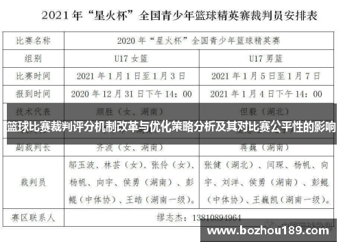 篮球比赛裁判评分机制改革与优化策略分析及其对比赛公平性的影响